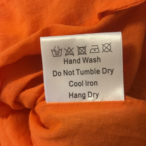 ANTHROPOLOGIE KOURT Burnt Orange Fruit & Dot Print Babydoll Dress! Rayon Linen! - Picture 15 of 16